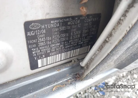 2004 Hyundai Santa Fe Gls z USA, uszkodzony, nr VIN KM8SC13D64U854666